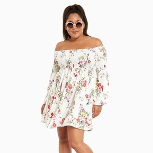 Torrid Ivory Floral Smocked Dress
